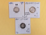 Three mixed silver Dimes