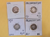 Four mixed silver Dimes
