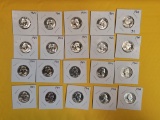 Twenty mixed Silver, Proof, Washington Quarters
