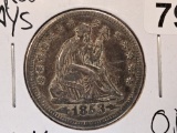 1853 Arrows and Rays Seated Liberty Quarter