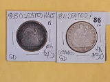 1858-O and 1872 Seated Liberty Half Dollars