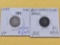 Two Circulated Seated Liberty Silver Dimes