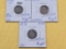 Three Circulated Seated Liberty Dimes