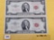 Two Series 1953-A $2 Dollar Federal Reserve Notes in Extra Fine