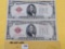 Two Series 1928-D and E Red Seal US Notes in Very Fine - Extra Fine