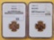 Two GEM, NGC-Graded Wheat Cents