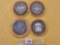 Four Mixed Ten Dollar .999 Fine Silver center Casino Gaming Tokens