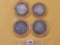 Four Mixed Ten Dollar .999 Fine Silver center Casino Gaming Tokens