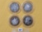 Four Mixed Ten Dollar .999 Fine Silver center Casino Gaming Tokens