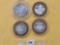 Four Mixed Ten Dollar .999 Fine Silver center Casino Gaming Tokens