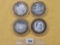 Four Mixed Ten Dollar .999 Fine Silver center Casino Gaming Tokens