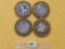 Four Mixed Ten Dollar .999 Fine Silver center Casino Gaming Tokens