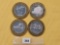 Four Mixed Ten Dollar .999 Fine Silver center Casino Gaming Tokens