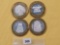 Four Mixed Ten Dollar .999 Fine Silver center Casino Gaming Tokens