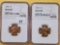 Two NGC Graded Wheat Cents in Mint State 66 Red