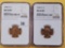 Two NGC Graded Wheat Cents in Mint State 66 Red