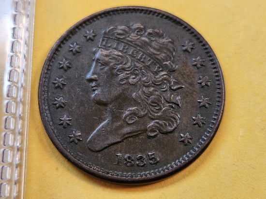 1835 Classic Head Half Cent in Extra Fine