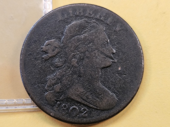 1802 Draped Bust Large Cent in Very Fine -details