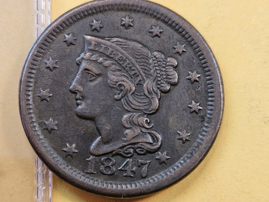 1847 Braided Hair Large Cent