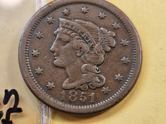 1851 Braided Hair Large Cent