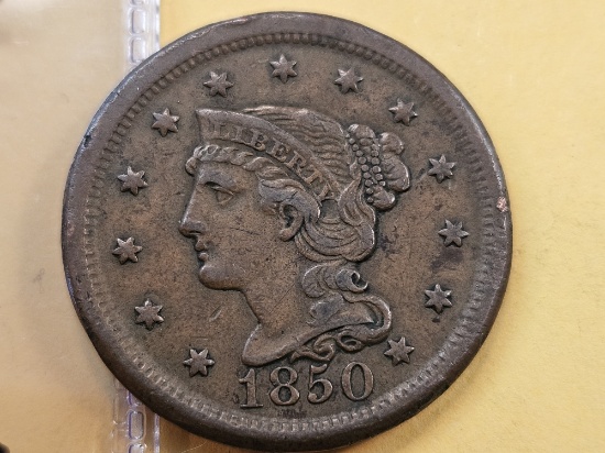 1850 Braided Hair Large Cent