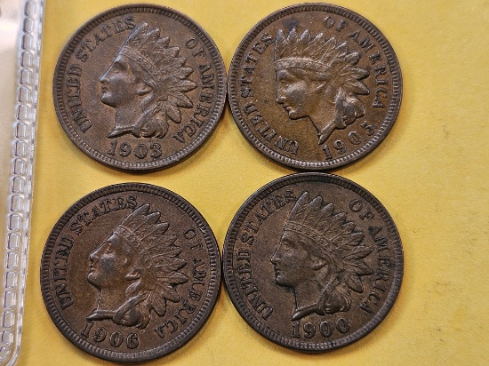 1900, 1903, 1905 and 1906 Indian Head Cents