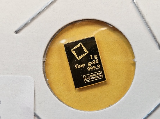 GOLD! Valcambi One Gram .9999 fine Gold Bar