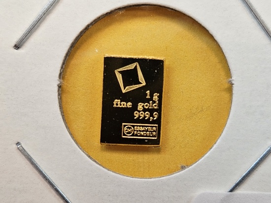 GOLD! Valcambi One Gram .9999 fine Gold Bar
