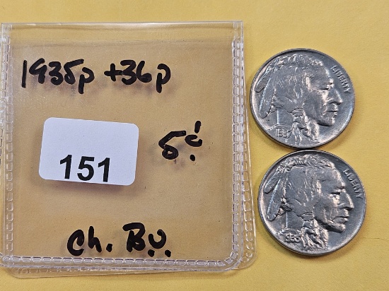 1935 and 1936 Buffalo Nickels