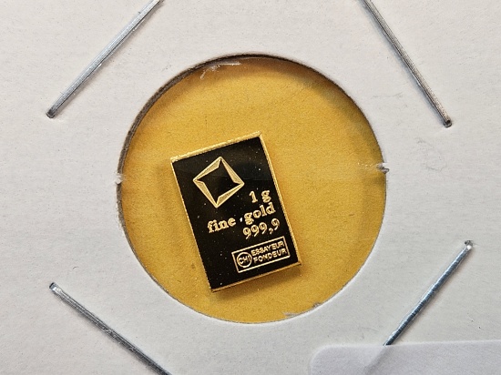 GOLD! Valcambi One Gram .9999 fine Gold Bar