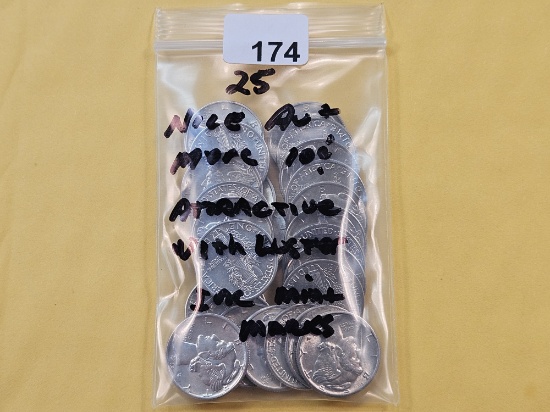 Twenty-Five About Uncirculated Mercury Silver Dimes