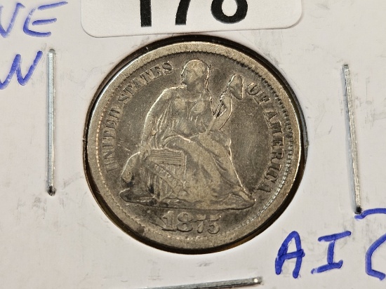 Better Date 1875-CC Seated Liberty Silver Dime