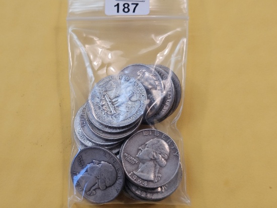 Twenty Circulated Washington Silver Quarters