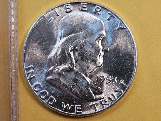 Variety! 1955 GEM Brilliant Uncirculated FBL Franklin Half Dollar