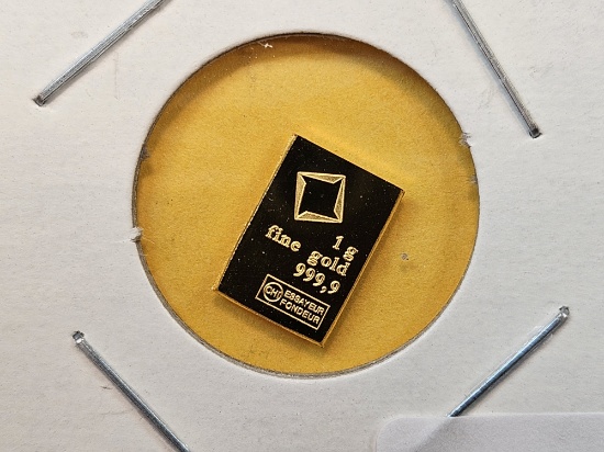 GOLD! Valcambi One Gram .9999 fine Gold Bar