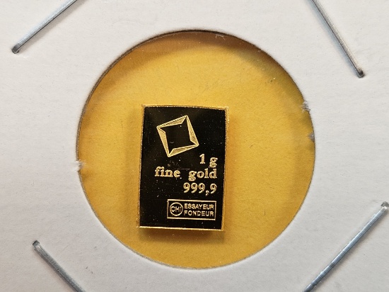 GOLD! Valcambi One Gram .9999 fine Gold Bar