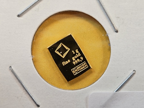 GOLD! Valcambi One Gram .9999 fine Gold Bar