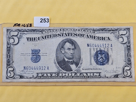 Series 1934-C Five Dollar Silver Certificate in Very Fine