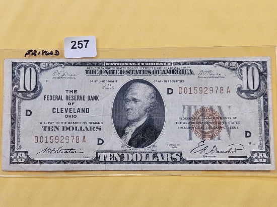 Series 1929 Brown Seal Ten Dollar National Currency Note