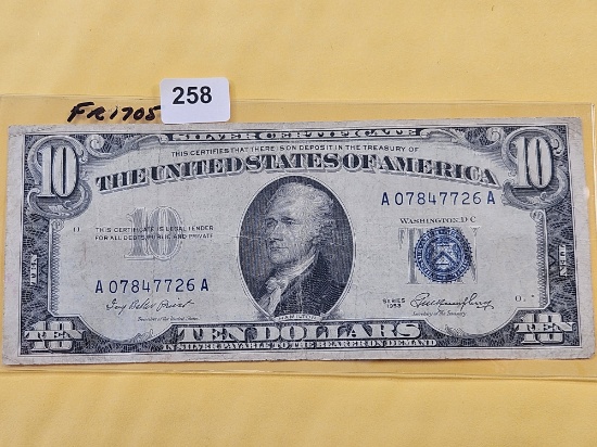 Series 1953 Blue Seal Ten Dollar Silver Certificate