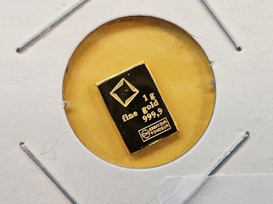 GOLD! Valcambi One Gram .9999 fine Gold Bar