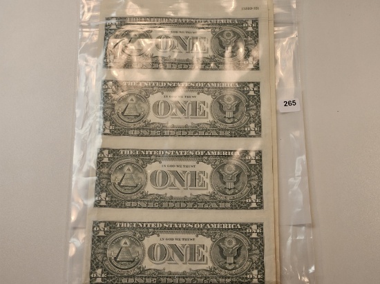 Series 1985 Uncut Sheet of One Dollar Federal Reserve Notes