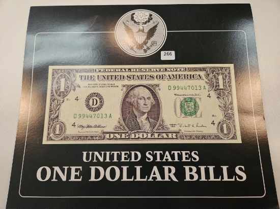 Series 1995 Uncut Sheet of One Dollar Federal Reserve Notes