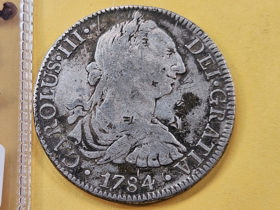 1784 Mexico Silver Eight Reals with Chop Marks in Very Fine plus