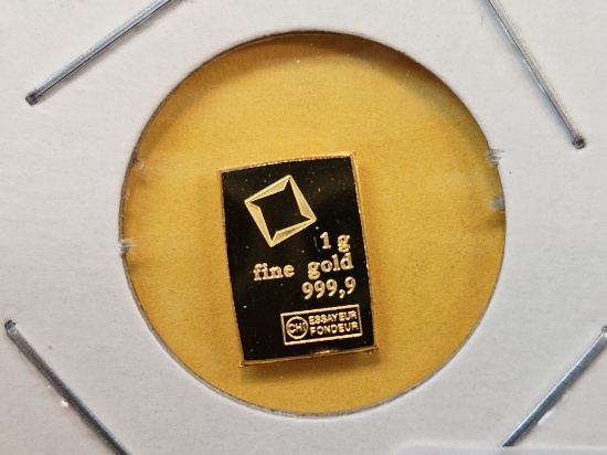GOLD! Valcambi One Gram .9999 fine Gold Bar