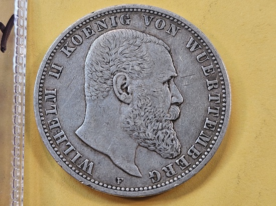 1903 Wuerumburg Germany Five Mark in Very Fine