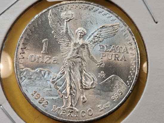 GEM Brilliant Uncirculated 1982 Mexico Silver Onza