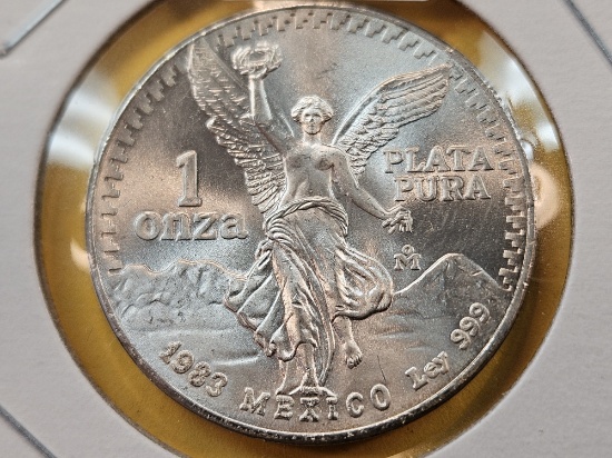 GEM Brilliant Uncirculated 1983 Mexico Silver Onza