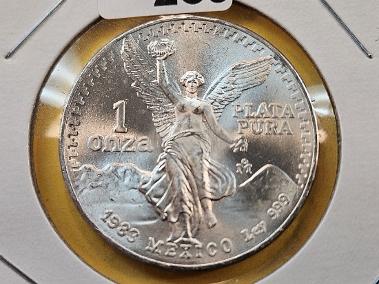 GEM Brilliant Uncirculated 1983 Mexico Silver Onza