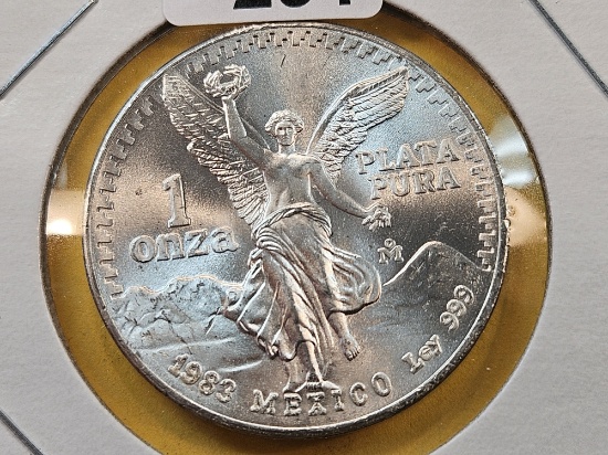 GEM Brilliant Uncirculated 1983 Mexico Silver Onza